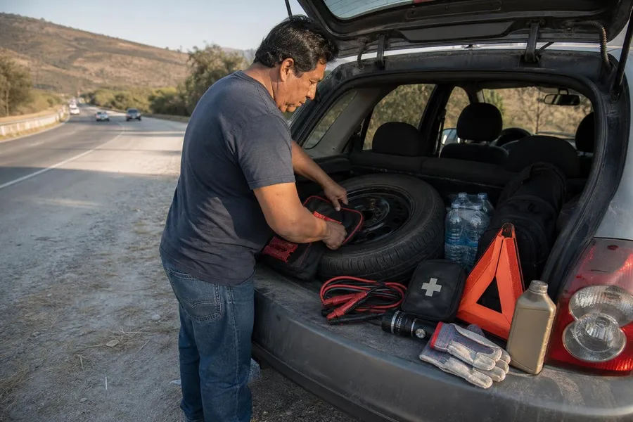 Kit de emergencia para auto antes de salir a carretera