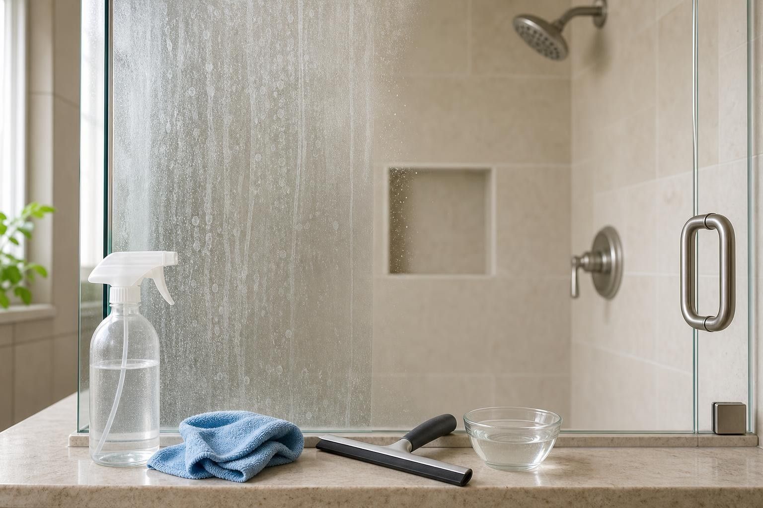 Hard Water Stains on Shower Doors and Fixtures