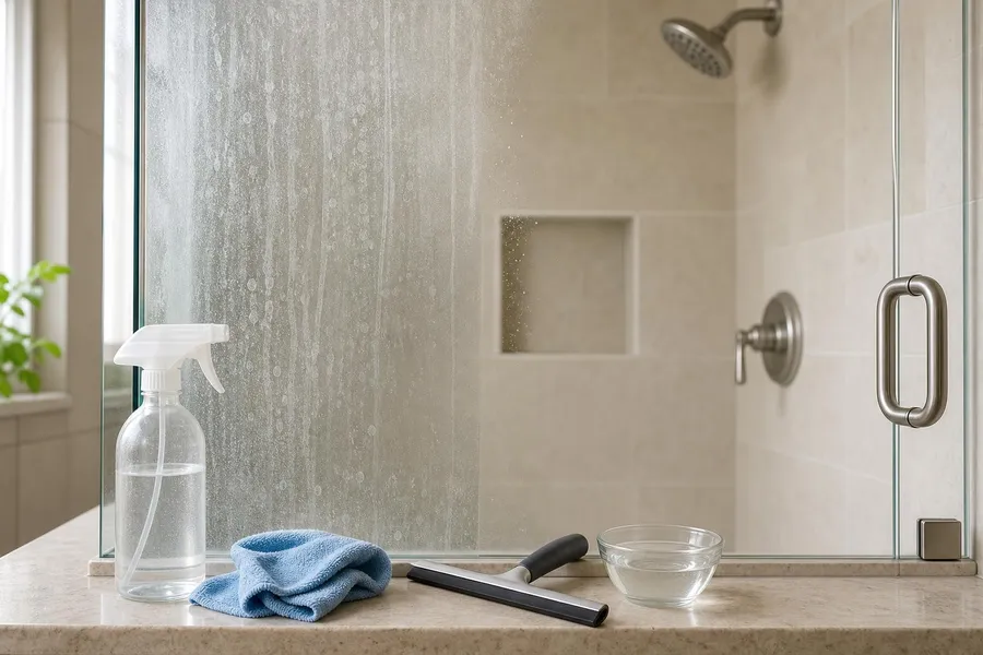 Hard Water Stains on Shower Doors and Fixtures