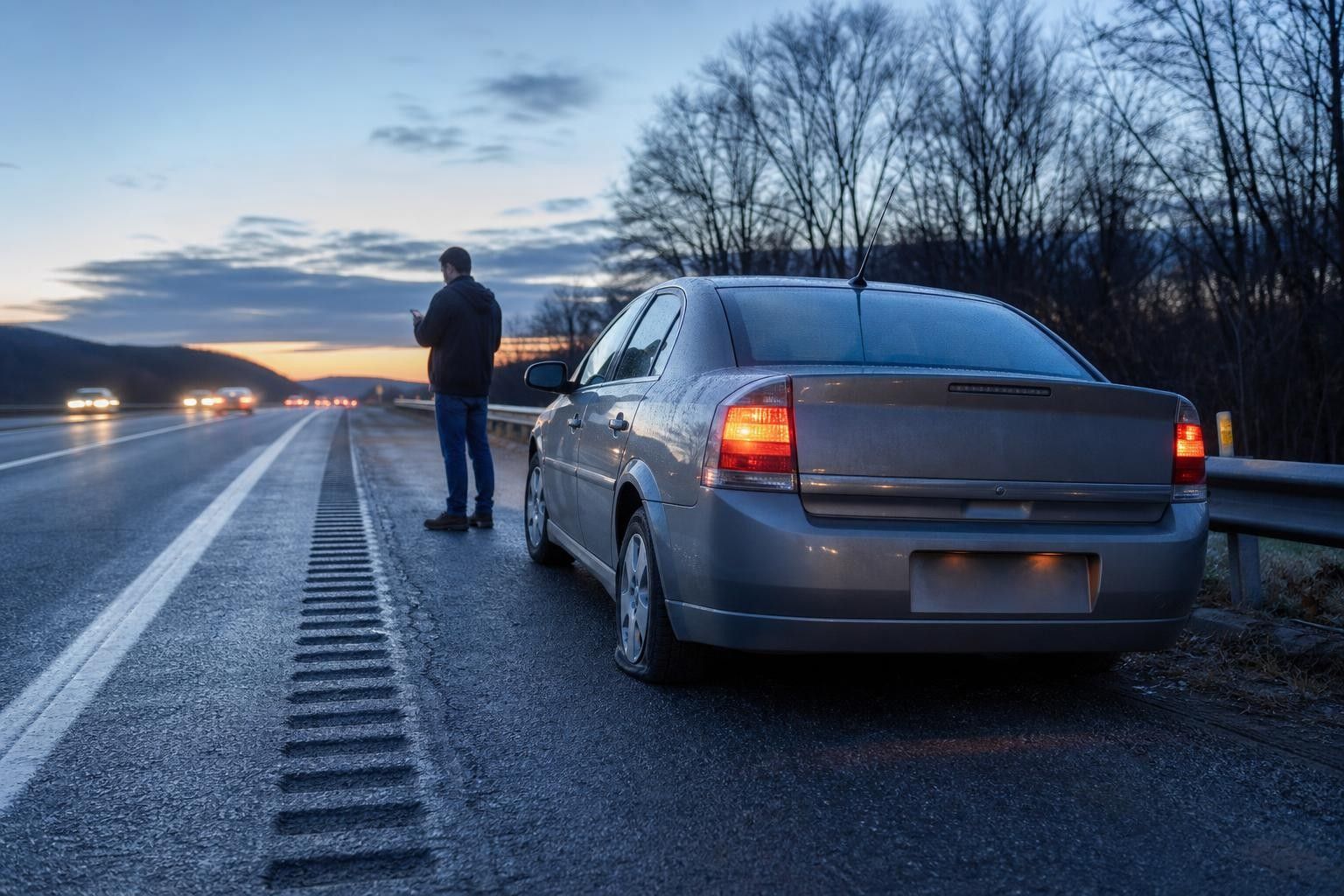 Flat tire on the highway and the safest next steps
